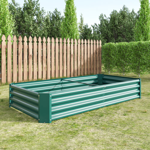 AEELLEEA 70.87 x 35.83 x 11.81 Inch Green Galvanized Metal Raised Garden Bed, Rectangular Outdoor Planter Box for Vegetables, Herbs & Flowers