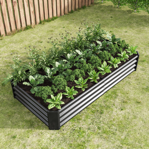 AEELLEEA 70.87 x 35.83 x 11.81 Inch Black Galvanized Metal Raised Garden Bed, Rectangular Outdoor Planter Box for Vegetables, Herbs and Flowers