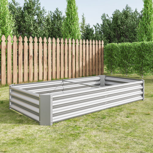 AEELLEEA 72 x 36 x 12 Inch Silver Galvanized Metal Raised Garden Bed, 2 Pack Rectangular Outdoor Planter Box for Vegetables, Herbs & Flowers