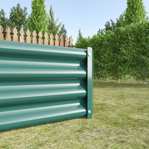 AEELLEEA 91.34 x 44.69 x 11.81 Inch Green Metal Raised Garden Bed, Outdoor Rectangular Planter Box for Vegetables, Flowers, Herbs