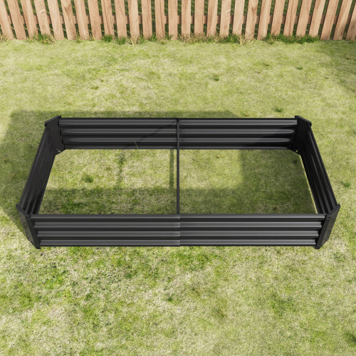 AEELLEEA 70.87 x 35.83 x 11.81 Inch Black Galvanized Metal Raised Garden Bed, Rectangular Outdoor Planter Box for Vegetables, Herbs and Flowers