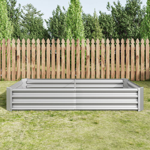 AEELLEEA 72 x 36 x 12 Inch Silver Galvanized Metal Raised Garden Bed, 2 Pack Rectangular Outdoor Planter Box for Vegetables, Herbs & Flowers