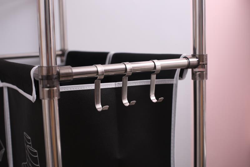 3 Tier Laundry Sorter with 4 Removable Bags & Wheels, Heavy-Duty Rolling Laundry Hamper with Hooks