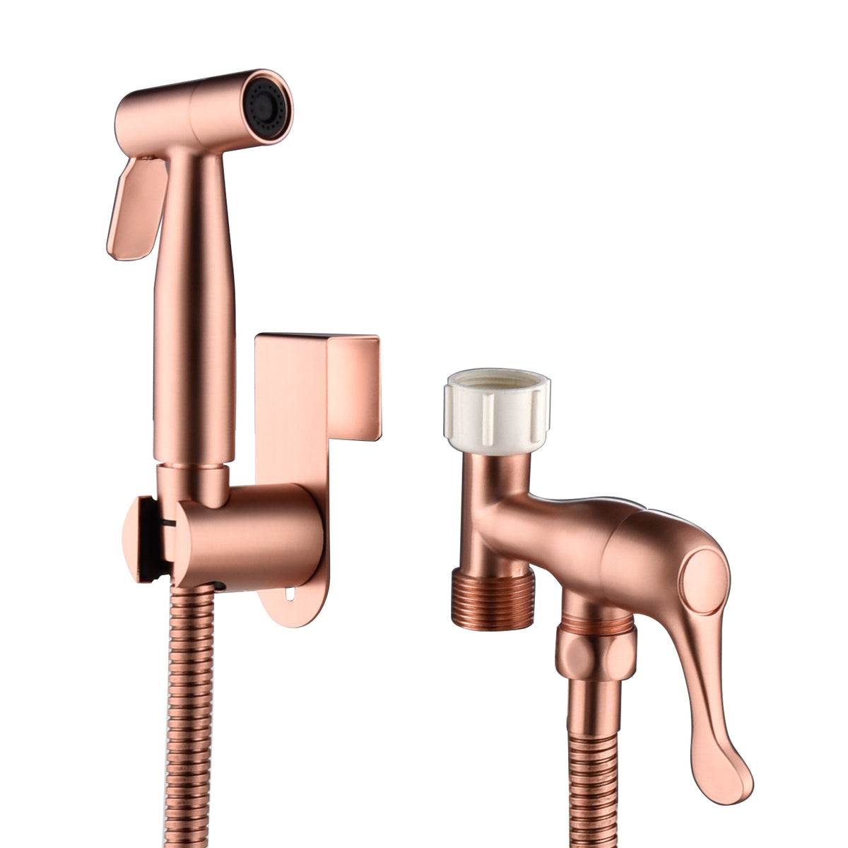 AEELLEEA  Rose Gold Handheld Toilet Bidet Sprayer, 304 Stainless Steel Bidet Kit with T-Valve & Hose, 2 Mount Ways