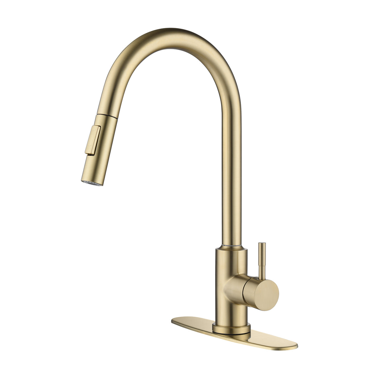 AEELLEEA Brushed Gold Touch Sensor Pull Down Kitchen Faucet, 2 Spray Modes Stainless Sink Faucet with Deck Plate