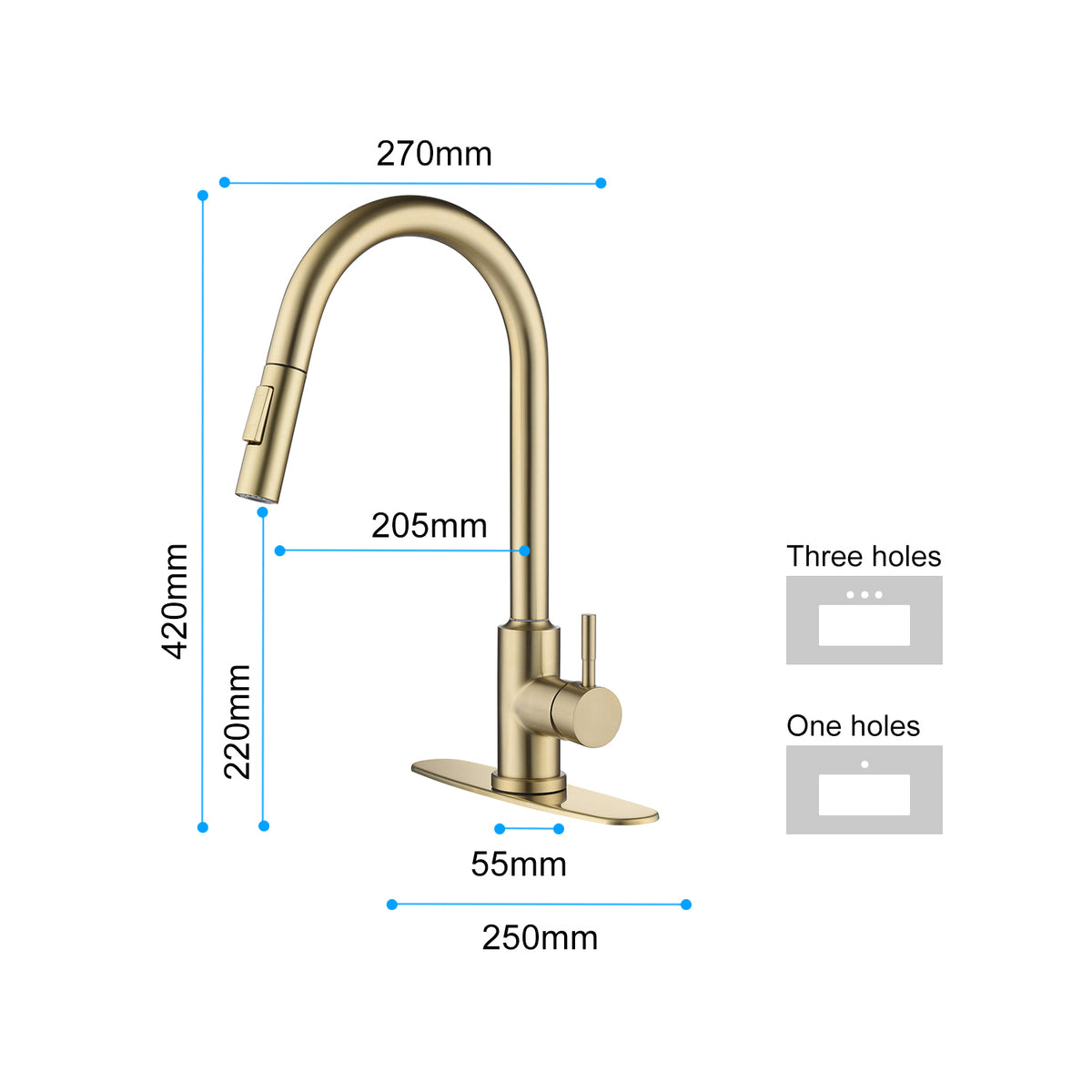 AEELLEEA Brushed Gold Touch Sensor Pull Down Kitchen Faucet, 2 Spray Modes Stainless Sink Faucet with Deck Plate