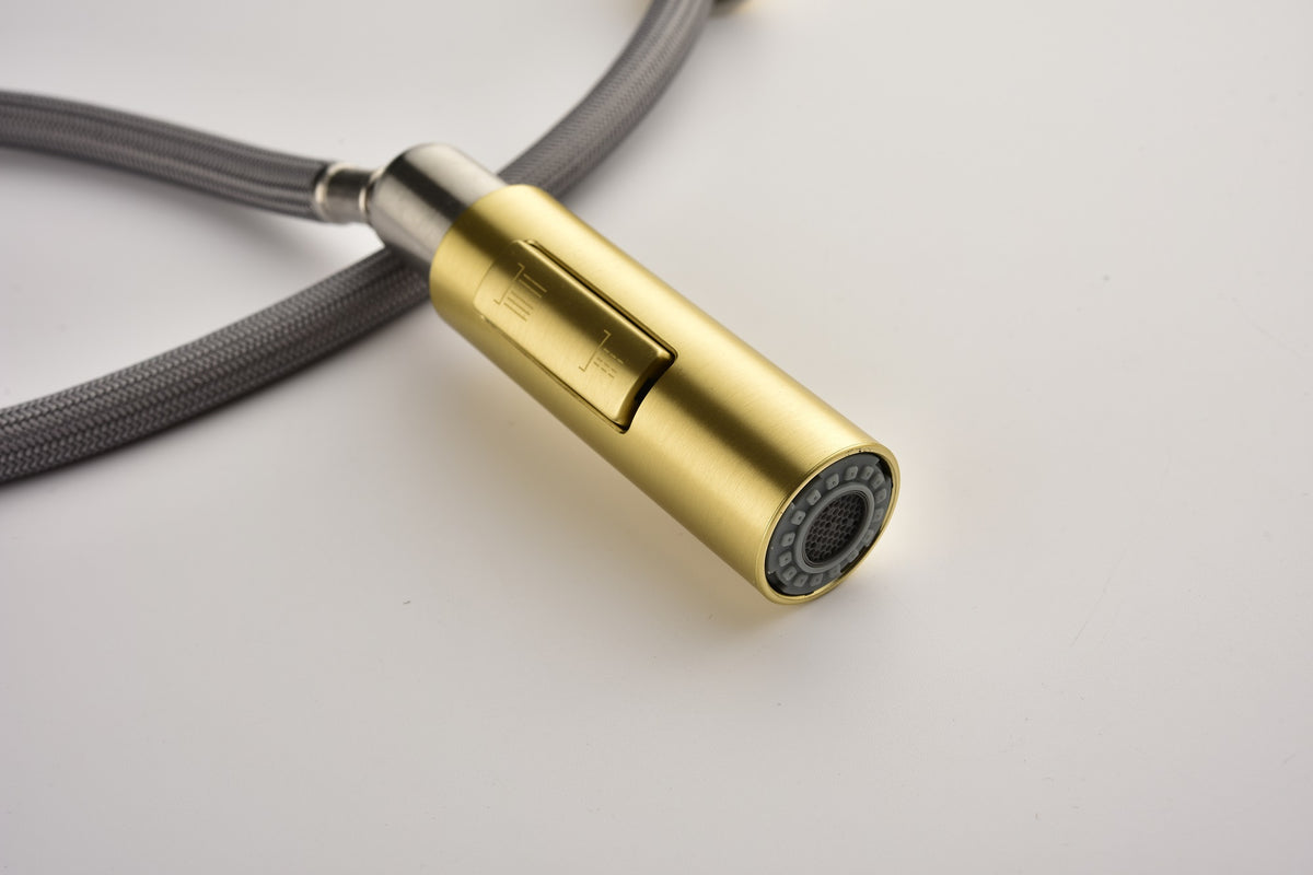 AEELLEEA Brushed Gold Touch Sensor Pull Down Kitchen Faucet, 2 Spray Modes Stainless Sink Faucet with Deck Plate