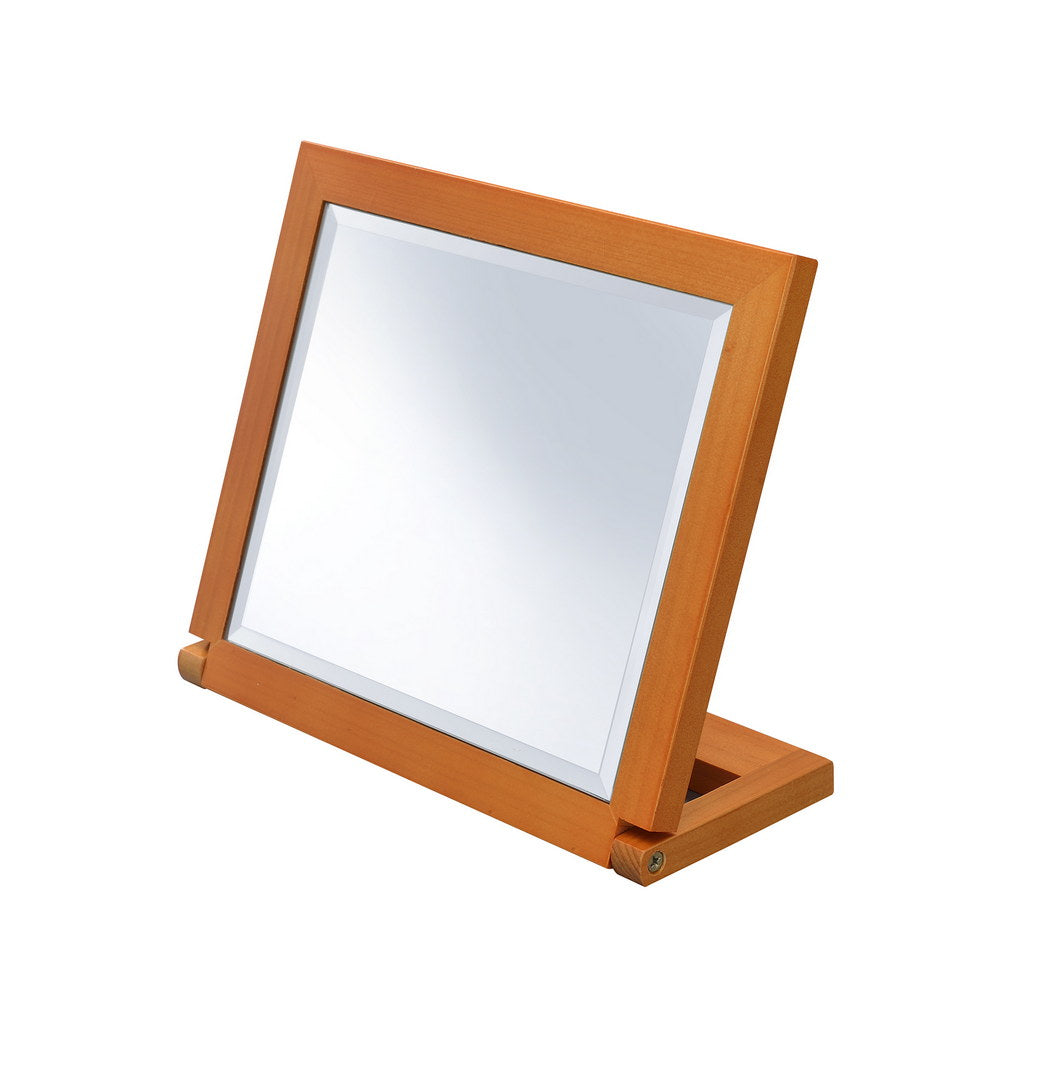 8" Tall Adjustable Makeup Mirror with Walnut Finish, 6.5" Square Polyresin Vanity Mirror for Bathroom, Bedroom