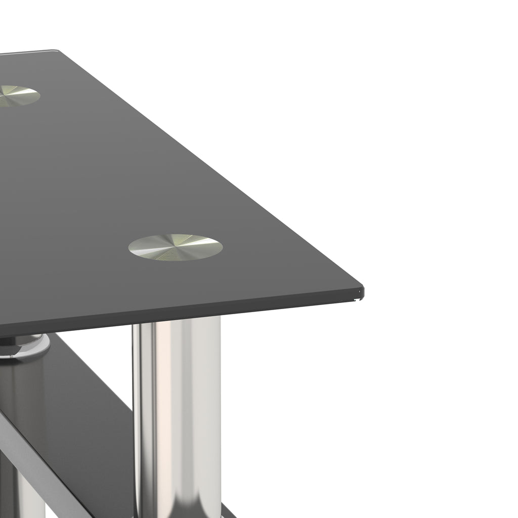 AEELLEEA Set of 2 Black Tempered Glass End Tables, 17.72 in Square Side Tables with Lower Shelf, Metal Frame, 150 lb Capacity