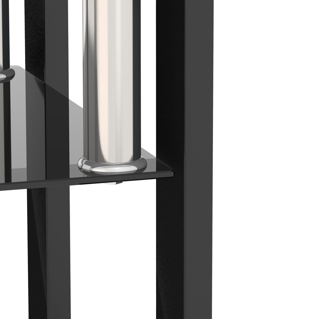 AEELLEEA Set of 2 Black Tempered Glass End Tables, 17.72 in Square Side Tables with Lower Shelf, Metal Frame, 150 lb Capacity