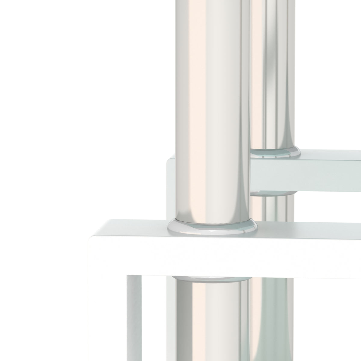 AEELLEEA Set of 2 Clear Tempered Glass End Tables, 17.72 in Square Side Tables with Frosted Shelf, White Metal Frame, 150 lb Capacity