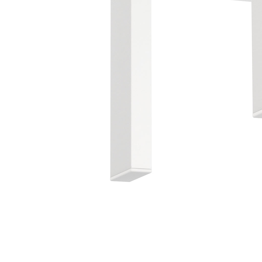 AEELLEEA Set of 2 Clear Tempered Glass End Tables, 17.72 in Square Side Tables with Frosted Shelf, White Metal Frame, 150 lb Capacity