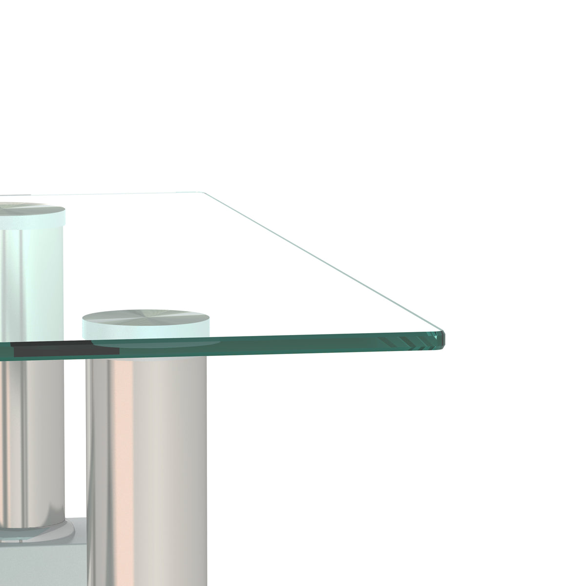 AEELLEEA Set of 2 Clear Tempered Glass End Tables, 17.72 in Square Side Tables with Frosted Shelf, White Metal Frame, 150 lb Capacity