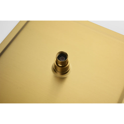 AEELLEEA 11.8 Inch Square Rain Shower Head with Ceiling Arm, Brushed Gold Overhead Rainfall Shower