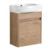 16 Inch Bathroom Vanity with Sink, Small Wood Tone Bathroom Cabinet with Ceramic Basin, Soft Close Door