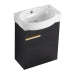 16 Inch Bathroom Vanity with Sink, Small Black Bathroom Cabinet with Ceramic Basin, Soft Close Door