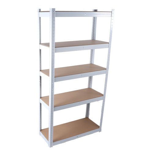 5-Tier White Metal Shelving Unit, Heavy Duty Adjustable Garage Storage Rack, Multipurpose Shelf for Pantry & Basement, 29"W x 12"D x 59"H