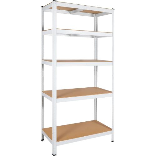 5-Tier White Metal Shelving Unit, Heavy Duty Adjustable Garage Storage Rack, Multipurpose Shelf for Pantry & Basement, 29"W x 12"D x 59"H