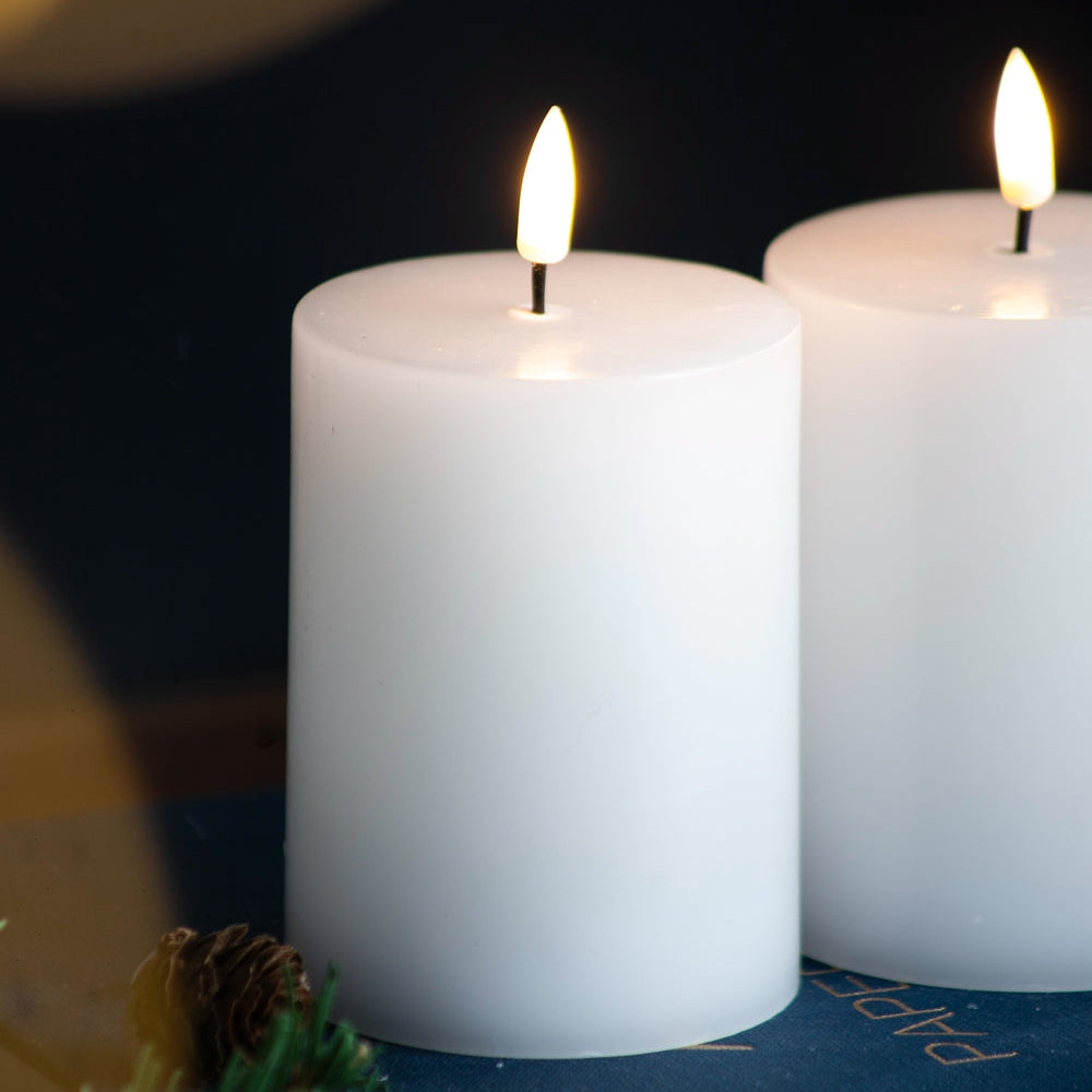 Set of 2 White LED Candles with Wick and Remote Control Timer, 3X4"