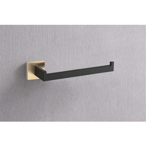AEELLEEA 4-Piece Black and Gold Bathroom Hardware Set, 23.82" Towel Bar Toilet Paper Holder Robe Hook Wall Mount Accessory Kit
