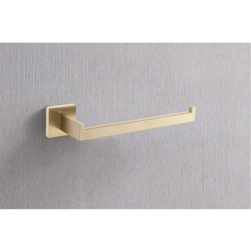 AEELLEEA Brushed Gold Bathroom Hardware Set of 4, Square Wall Mount Towel Bar, Toilet Paper Holder & Robe Hook for Bathroom