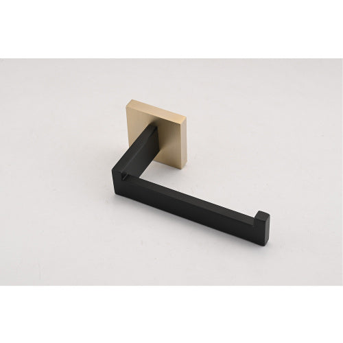 AEELLEEA 4-Piece Black and Gold Bathroom Hardware Set, 23.82" Towel Bar Toilet Paper Holder Robe Hook Wall Mount Accessory Kit
