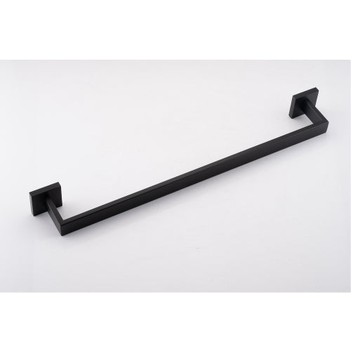 AEELLEEA 5-Piece Matte Black Bathroom Hardware Set, 23.82" Towel Bar Toilet Paper Holder 2 Robe Hooks Wall Mount Accessory Kit