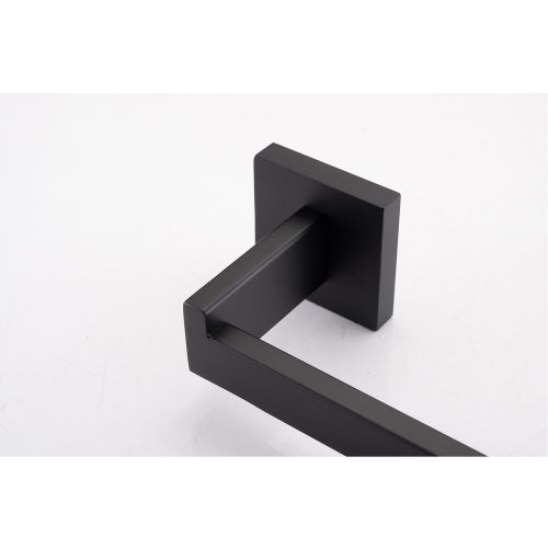 AEELLEEA 5-Piece Matte Black Bathroom Hardware Set, 23.82" Towel Bar Toilet Paper Holder 2 Robe Hooks Wall Mount Accessory Kit