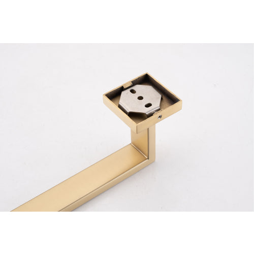 AEELLEEA Brushed Gold Bathroom Hardware Set of 4, Square Wall Mount Towel Bar, Toilet Paper Holder & Robe Hook for Bathroom