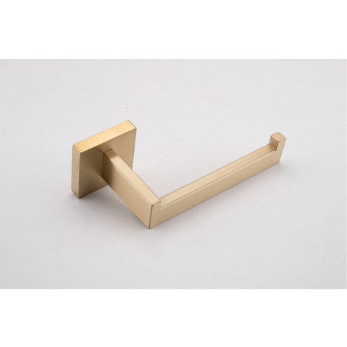 AEELLEEA Brushed Gold Bathroom Hardware Set of 4, Square Wall Mount Towel Bar, Toilet Paper Holder & Robe Hook for Bathroom