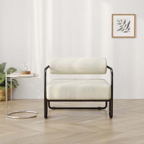 AEELLEEA 27.8 x 28.8 Inch Modern Accent Chair, Corduroy Upholstered Single Sofa with Black Metal Frame for Living Room