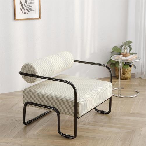 AEELLEEA 27.8 x 28.8 Inch Modern Accent Chair, Corduroy Upholstered Single Sofa with Black Metal Frame for Living Room