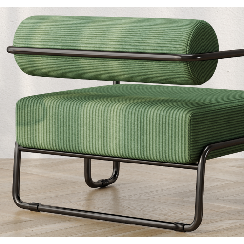 AEELLEEA 27.8 x 28.8 Inch Green Modern Accent Chair, Corduroy Upholstered Single Sofa with Black Metal Frame