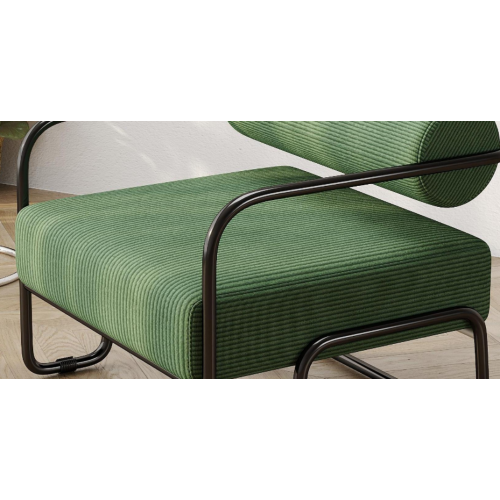 AEELLEEA 27.8 x 28.8 Inch Green Modern Accent Chair, Corduroy Upholstered Single Sofa with Black Metal Frame