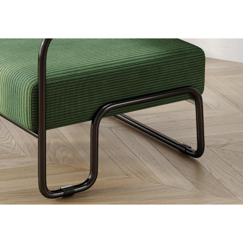 AEELLEEA 27.8 x 28.8 Inch Green Modern Accent Chair, Corduroy Upholstered Single Sofa with Black Metal Frame