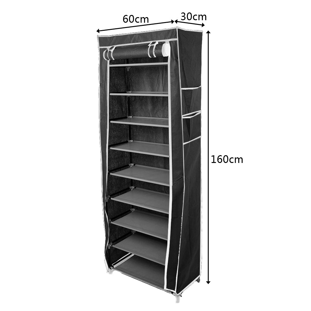 AEELLEEA Fabric Shoe Rack Organizer 23.6"x11.8"x63", 10-Tier Dustproof Shoe Storage Cabinet with Zippered Cover for Entryway