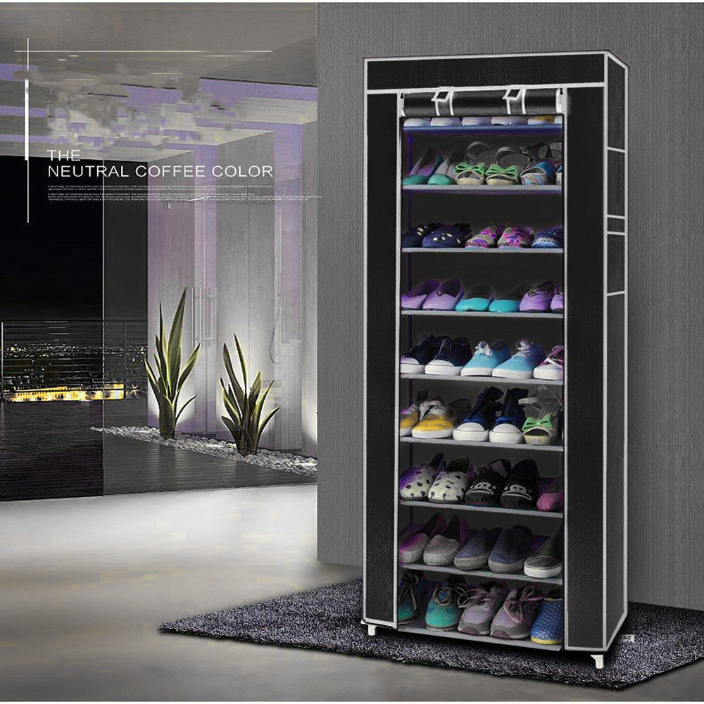 AEELLEEA Fabric Shoe Rack Organizer 23.6"x11.8"x63", 10-Tier Dustproof Shoe Storage Cabinet with Zippered Cover for Entryway