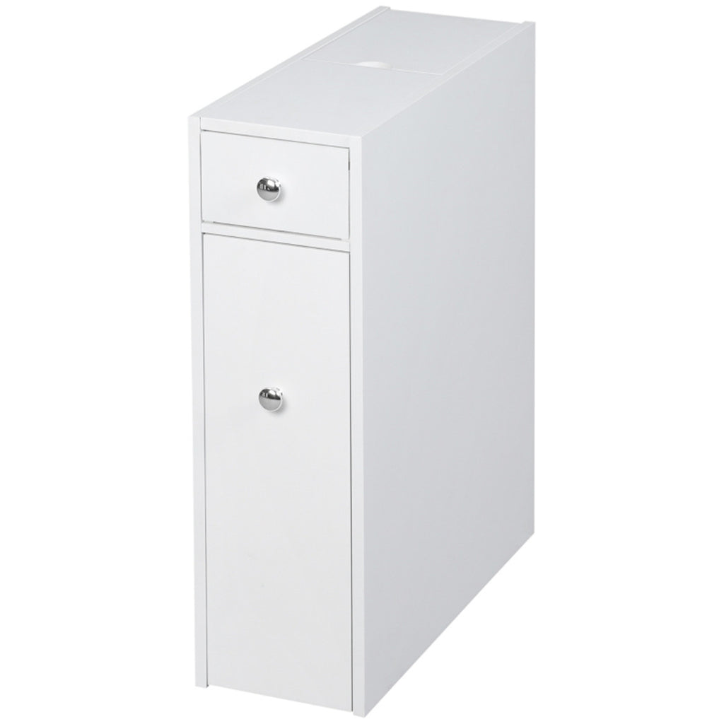 AEELLEEA Slim Bathroom Storage Cabinet, Freestanding Narrow Toilet Side Organizer with Drawer & Slide-out Shelves for Small Spaces