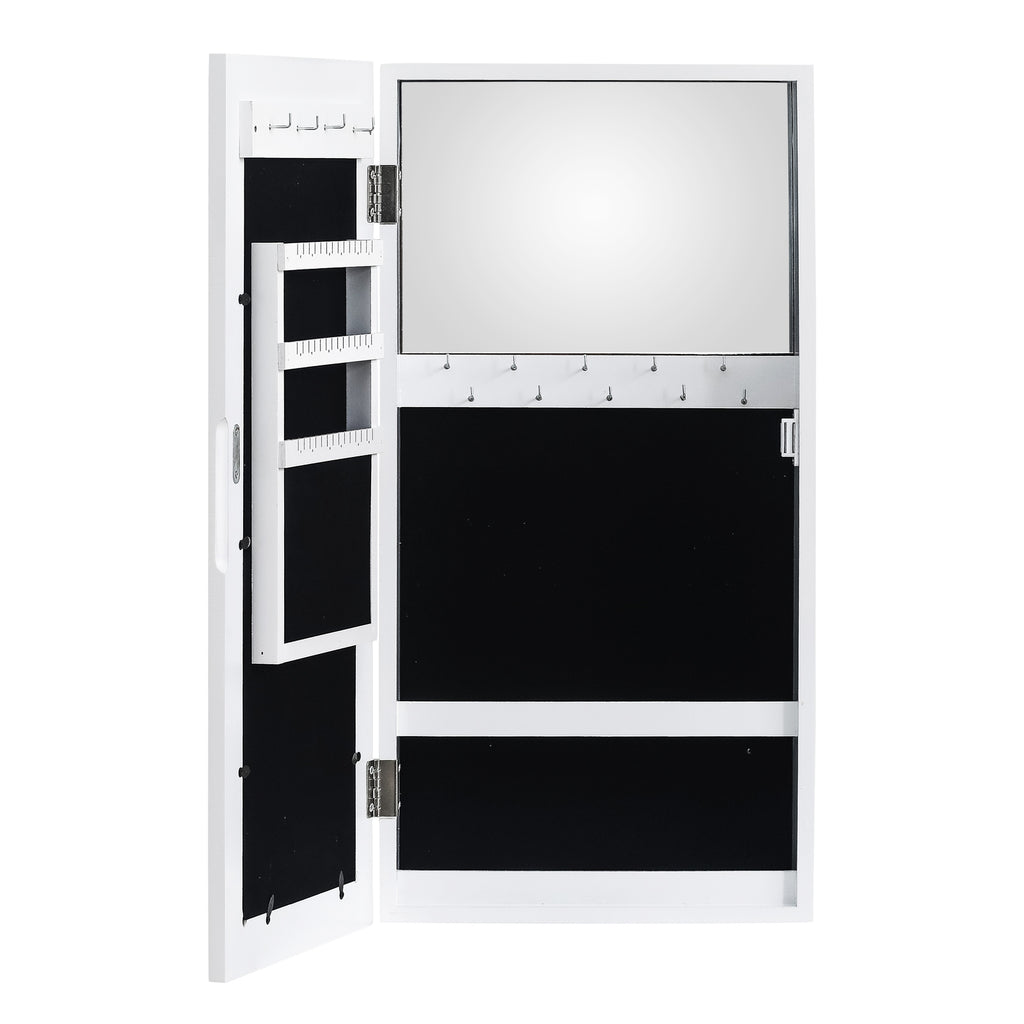 AEELLEEA 24.4"×12.2"×3.54" Wall Mounted Jewelry Armoire, Photo Frame Door Mirrored Jewellery Storage Cabinet
