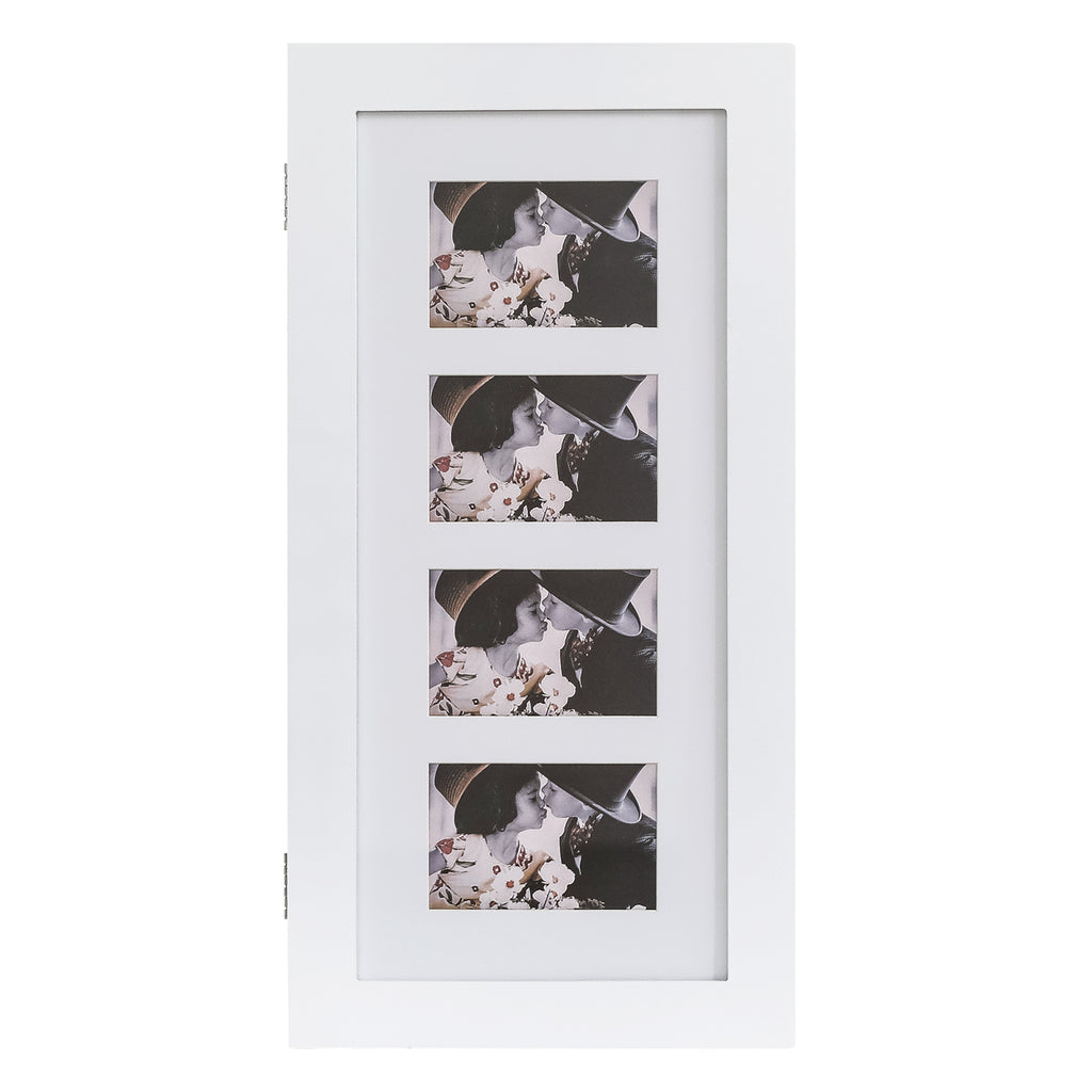 AEELLEEA 24.4"×12.2"×3.54" Wall Mounted Jewelry Armoire, Photo Frame Door Mirrored Jewellery Storage Cabinet