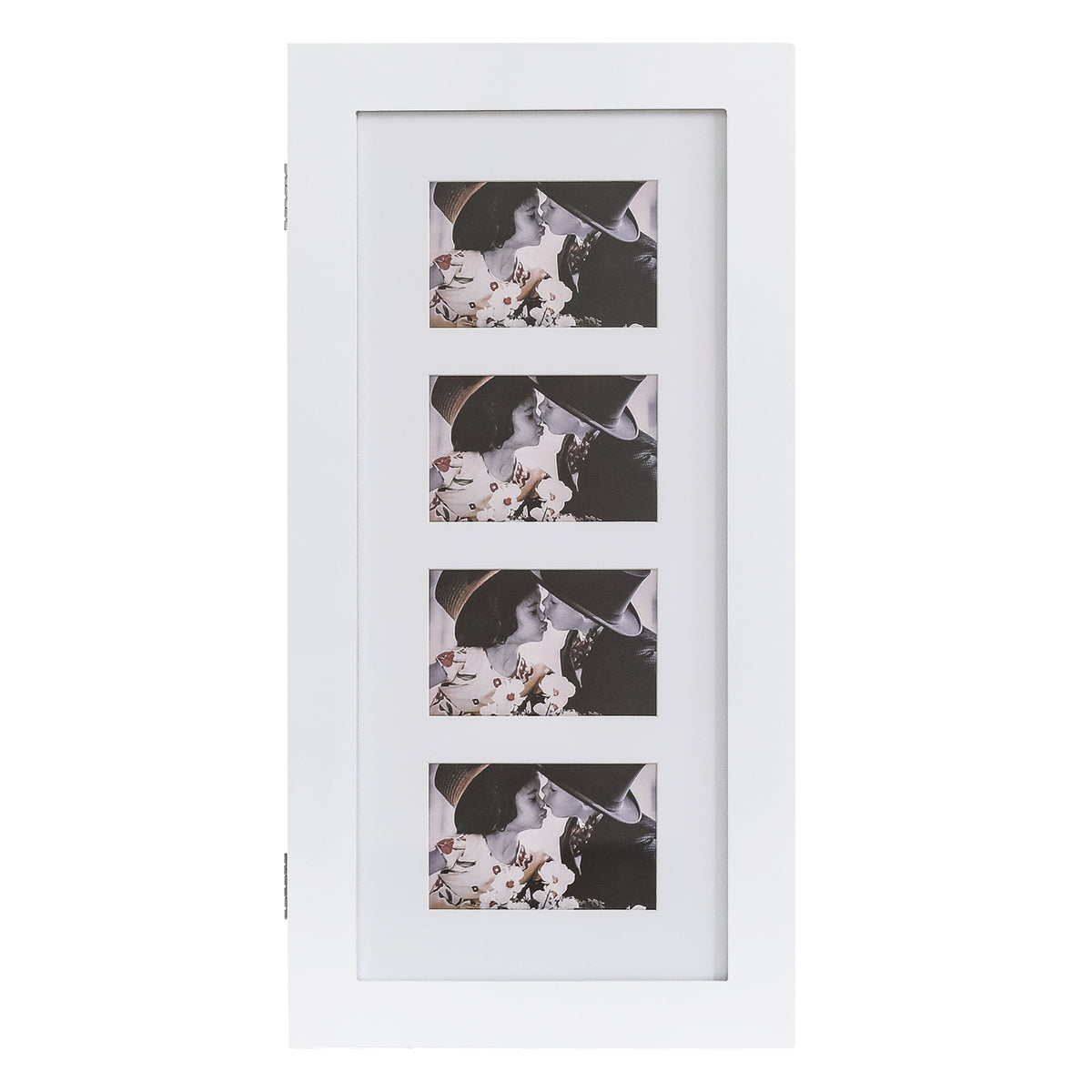 AEELLEEA 24.4"×12.2"×3.54" Wall Mounted Jewelry Armoire, Photo Frame Door Mirrored Jewellery Storage Cabinet