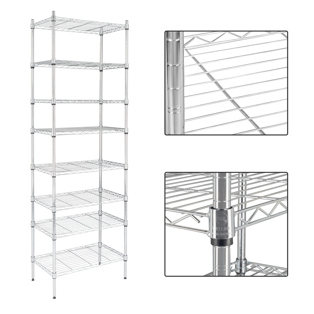 AEELLEEA 8-Tier Wire Storage Shelving Unit, 23.6"W x13.8"D x70.9"H, Heavy Duty Adjustable Metal Rack for Kitchen & Pantry