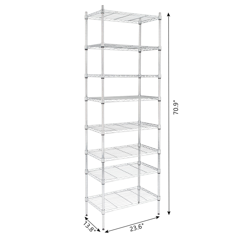 AEELLEEA 8-Tier Wire Storage Shelving Unit, 23.6"W x13.8"D x70.9"H, Heavy Duty Adjustable Metal Rack for Kitchen & Pantry