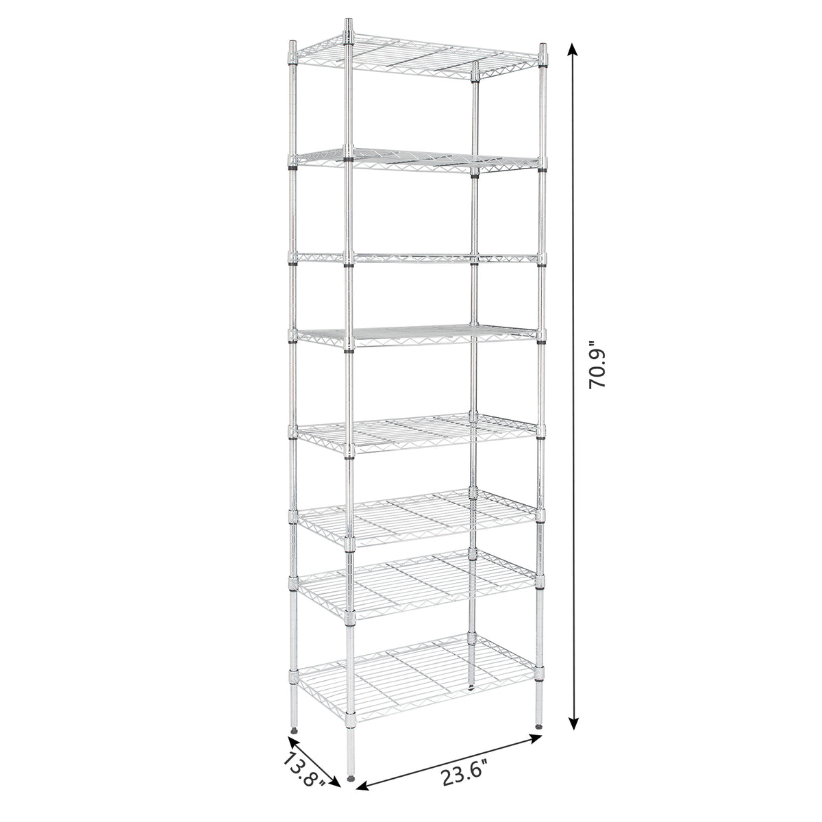 AEELLEEA 8-Tier Wire Storage Shelving Unit, 23.6"W x13.8"D x70.9"H, Heavy Duty Adjustable Metal Rack for Kitchen & Pantry