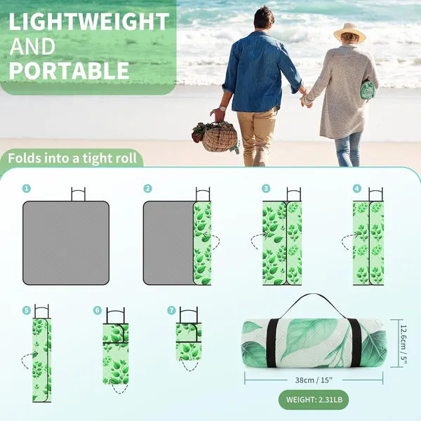 Extra Large Waterproof Picnic Blanket, 5-Layer Foldable Sandproof Beach Mat, Machine Washable Outdoor Mat for Camping Park Stadium