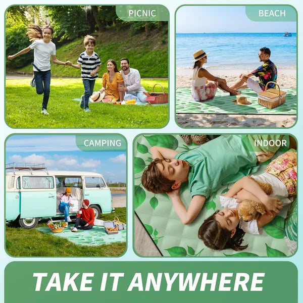 Extra Large Waterproof Picnic Blanket, 5-Layer Foldable Sandproof Beach Mat, Machine Washable Outdoor Mat for Camping Park Stadium