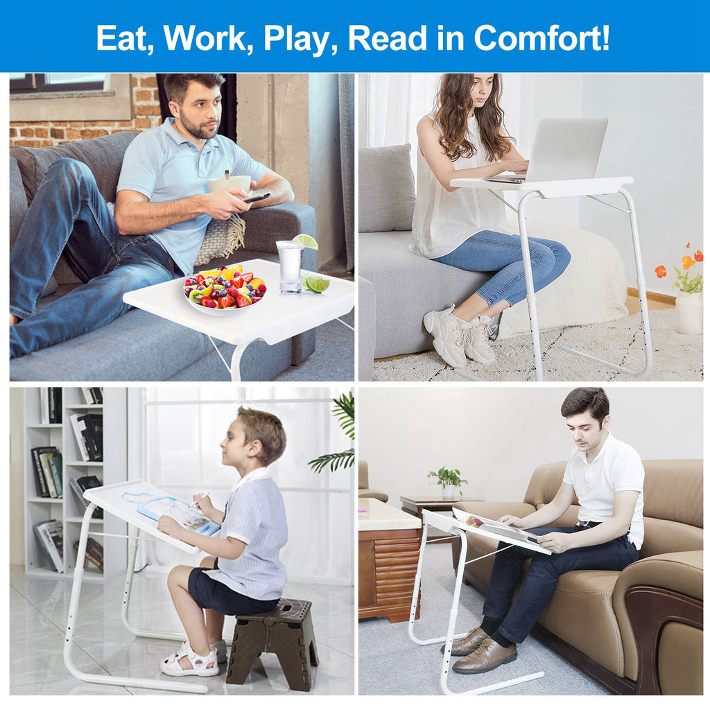 Adjustable Folding TV Tray Table, Portable Laptop Desk with 6 Height & 3 Tilt Angle for Sofa Bed Eating Working Reading