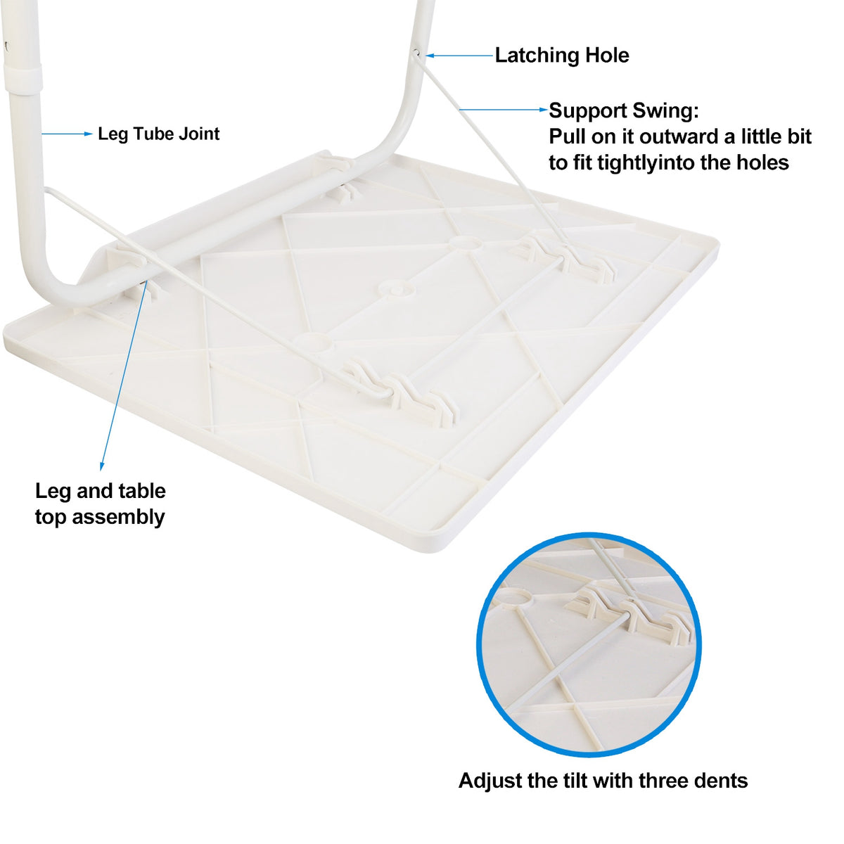 Adjustable Folding TV Tray Table, Portable Laptop Desk with 6 Height & 3 Tilt Angle for Sofa Bed Eating Working Reading