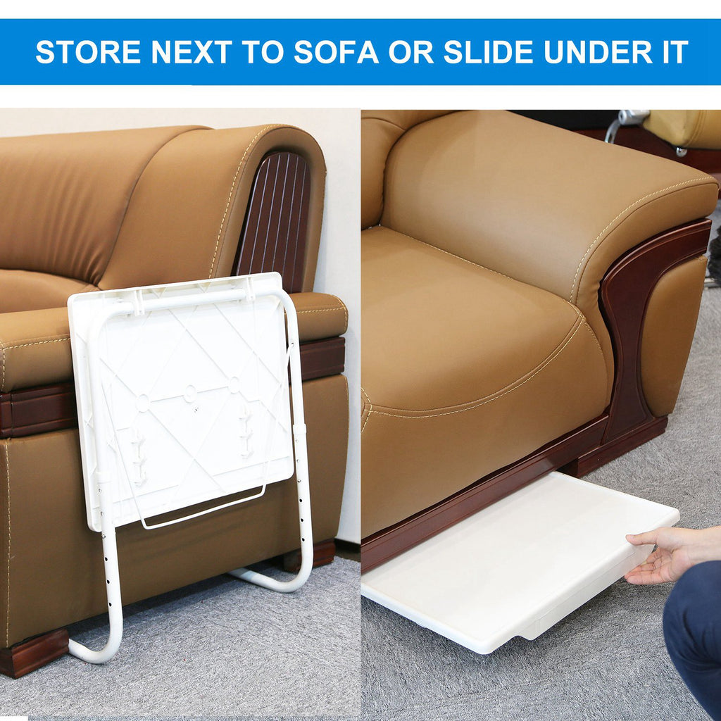 Adjustable Folding TV Tray Table, Portable Laptop Desk with 6 Height & 3 Tilt Angle for Sofa Bed Eating Working Reading