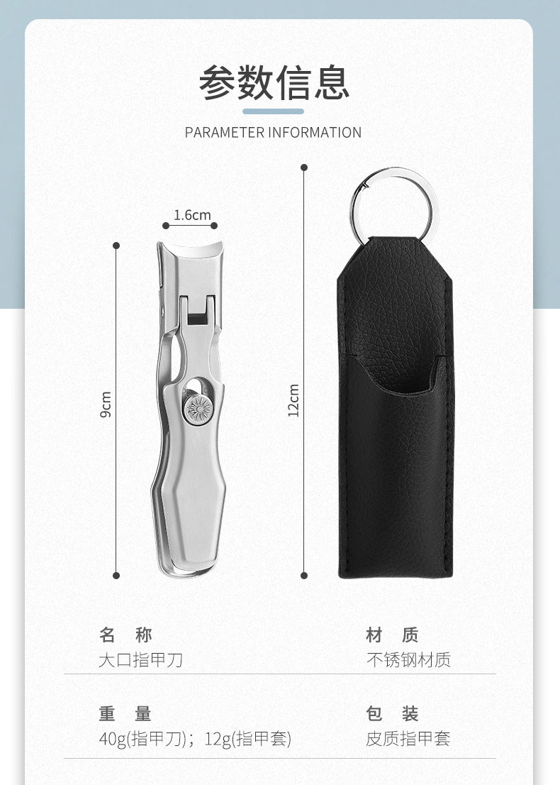 Wide Jaw Anti-Splash Nail Clipper Set for Thick Nails, Stainless Steel Fingernail Toenail Cutter with Nail File & Metal Storage Case, Manicure Pedicure Tool for Men Women Seniors